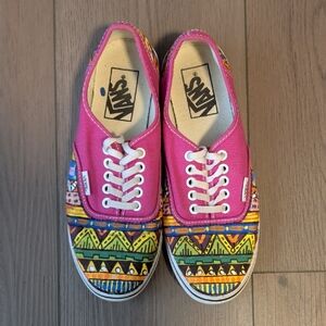 Vans Kids Pink and Multicolor Patterned Sneakers